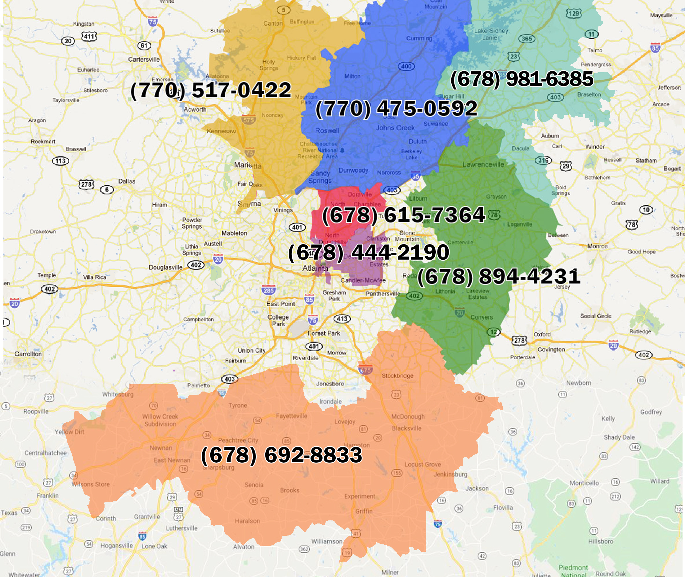 Fish Window Cleaning Metro Atlanta, GA Location Map